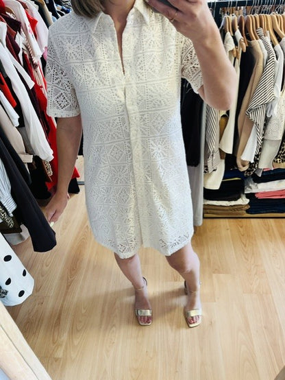 Robe chemise blanche en dentelle Maria