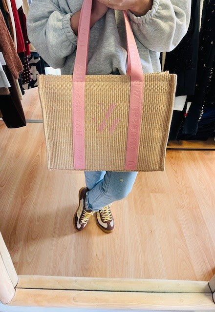 sac Inès Vanessa Wu - sac Vanessa Wu beige rose - sac bandoulière Vanessa Wu - sac femme beige et rose- sac à main Vanessa Wu - sac tendance femme - nouvelle collection sac bowling