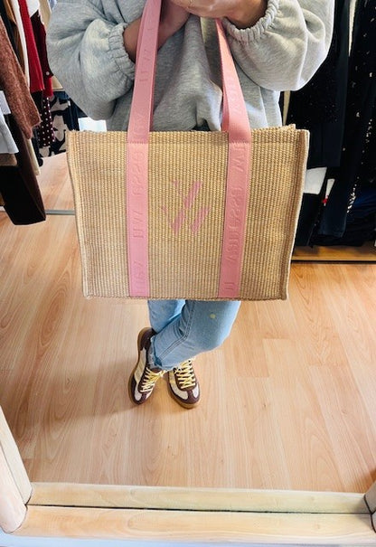 sac Inès Vanessa Wu - sac Vanessa Wu beige rose - sac bandoulière Vanessa Wu - sac femme beige et rose- sac à main Vanessa Wu - sac tendance femme - nouvelle collection sac bowling