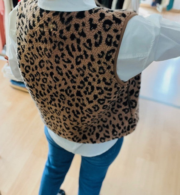 Gilet sans manches imprimé léopard Roméo