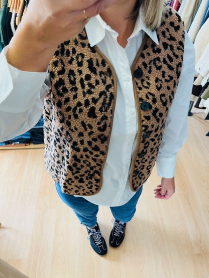 Gilet sans manches imprimé léopard Roméo