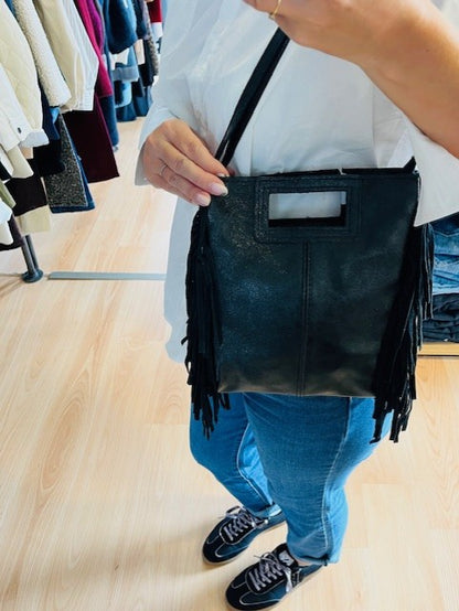 Sac en cuir métallisé noir Max