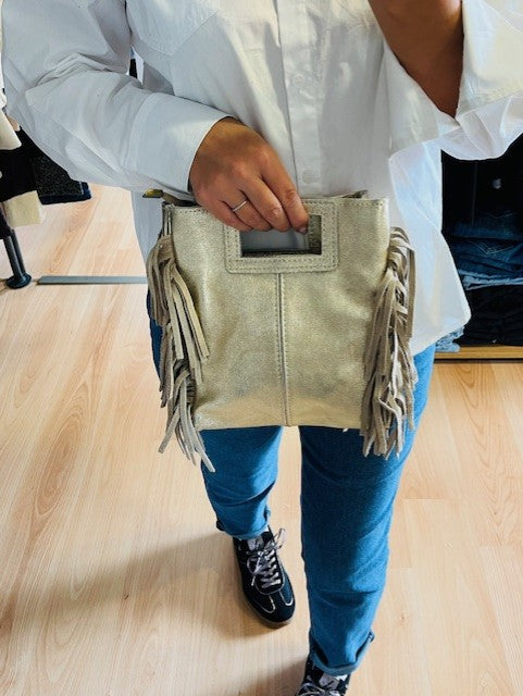 Sac en cuir métallisé doré Max