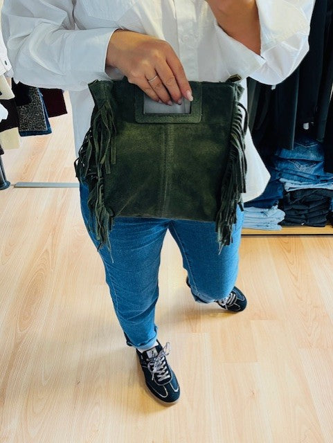 Sac à main cuir daim kaki Marion