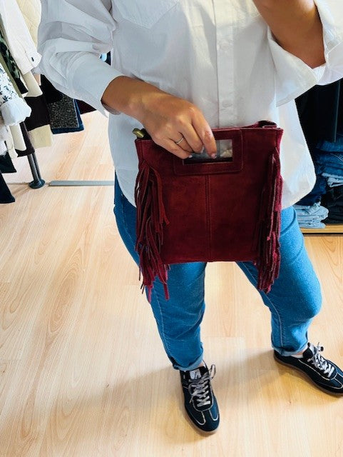 Sac à main cuir daim bordeaux Marion