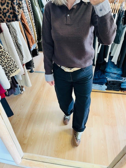 Pull chemise marron Elio