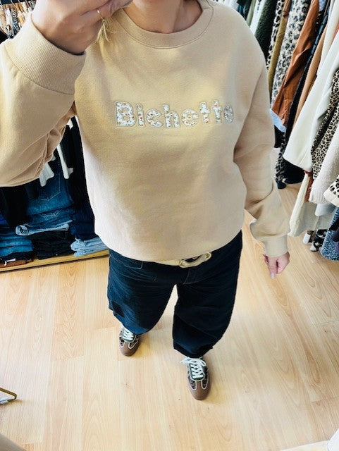 Sweat  camel "Bichette" imprimé liberty