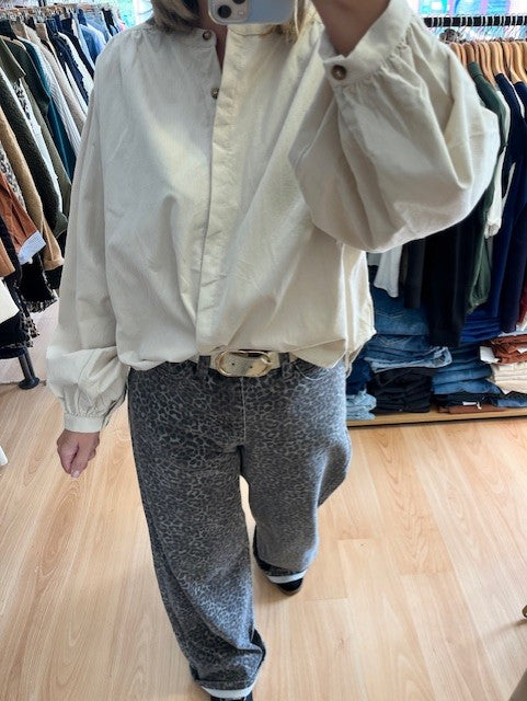 Blouse oversize écru en velours côtelé Suri