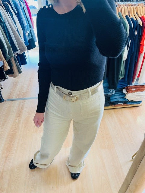 Pantalon en velours côtelé écru Samba