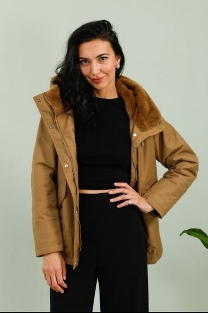 Manteau fourré imperméable camel Loïs