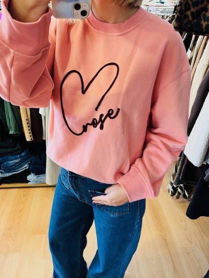 Sweat  oversize à message brodé 'Rose' Sharly
