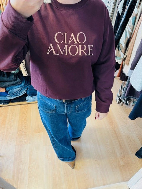 Sweat bordeaux imprimé 'Ciao Amore' Sigil