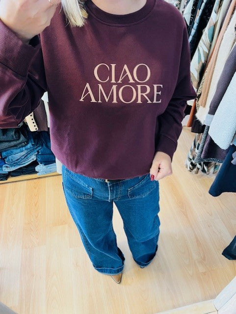 Sweat bordeaux imprimé 'Ciao Amore' Sigil