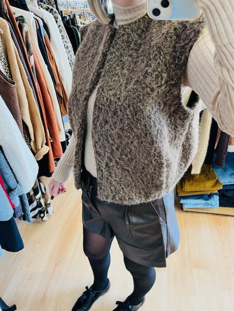 Short en simili cuir chocolat Travis