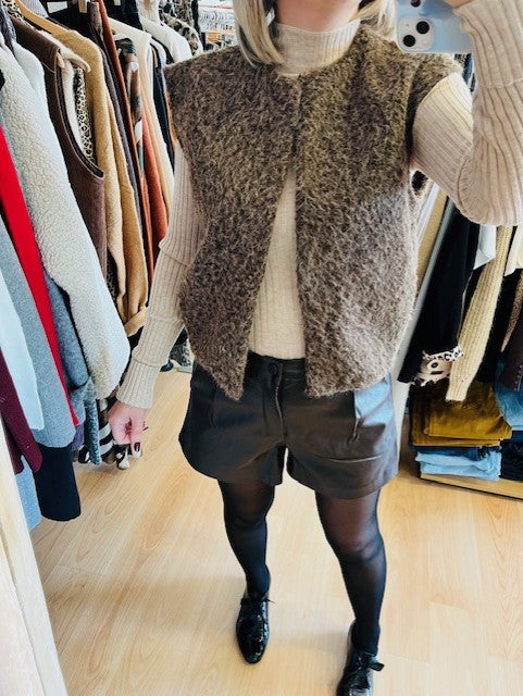 Short en simili cuir chocolat Travis