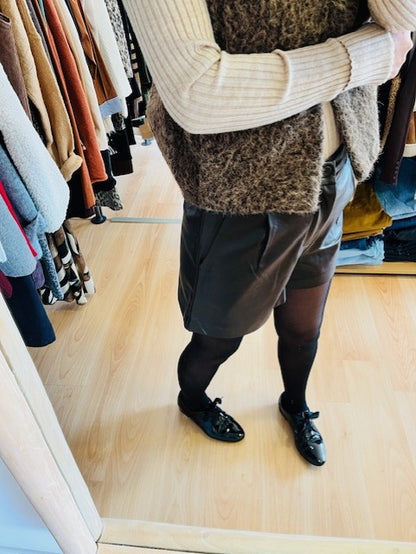 Short en simili cuir chocolat Travis