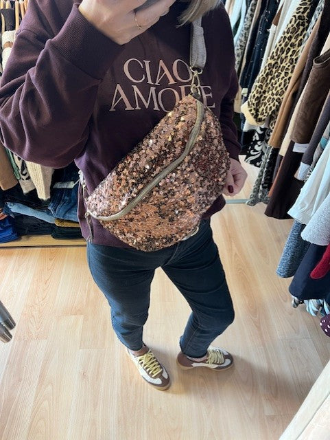 Sac banane à sequins rose Calista