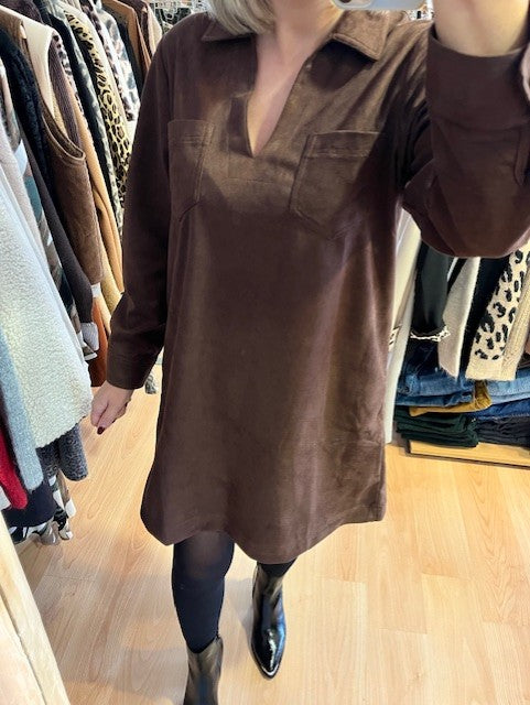 Robe chocolat en suédine Adeline