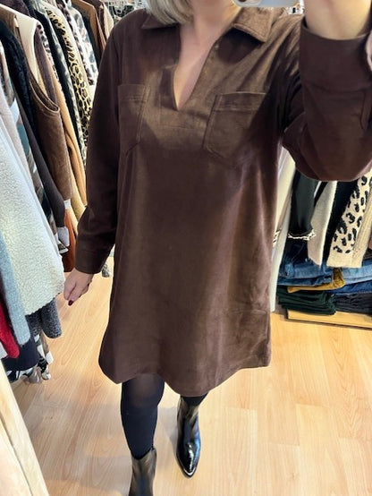 Robe chocolat en suédine Adeline