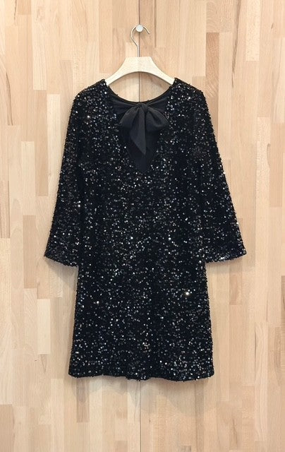 Robe à sequins noire avec nœud au dos June