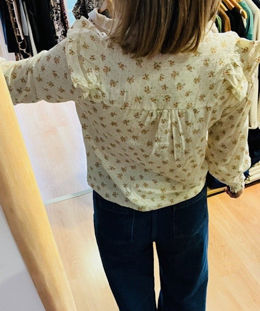 Blouse beige à motif floral Hortense