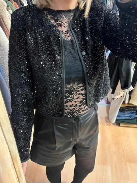 Veste à sequins noire Aura