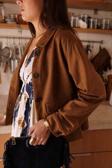 Veste Judith camel en toucher daim
